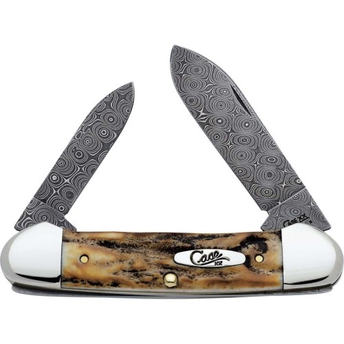 Knife Case DAM Burnt Stag Damascus Canoe