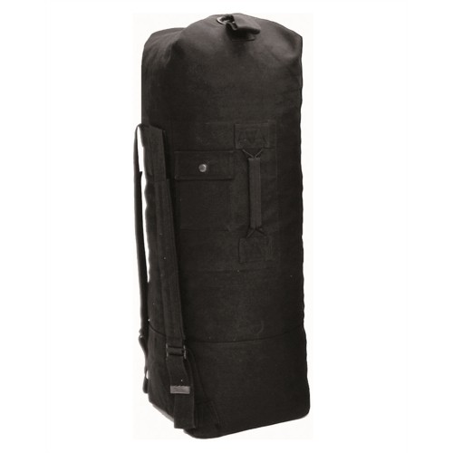 BLACK US COTTON DOUBLE STRAP DUFFLE BAG