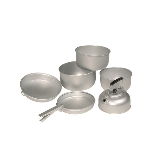 ALU COOK-SET (3 COOK POTS,PAN,TEA POT)