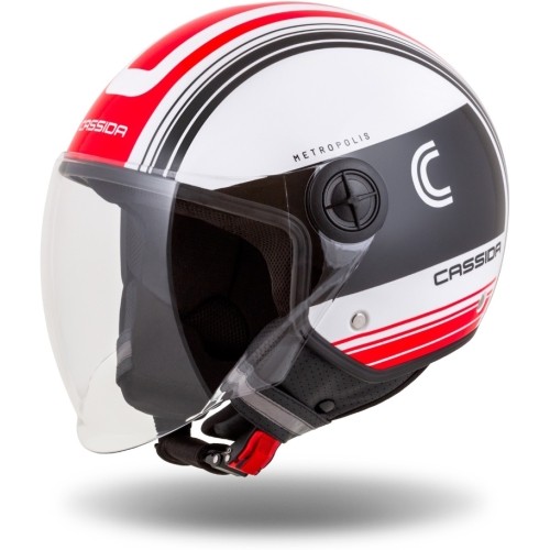 Kask motocyklowy Cassida Handy Metropolis czarny/biały/czerwony