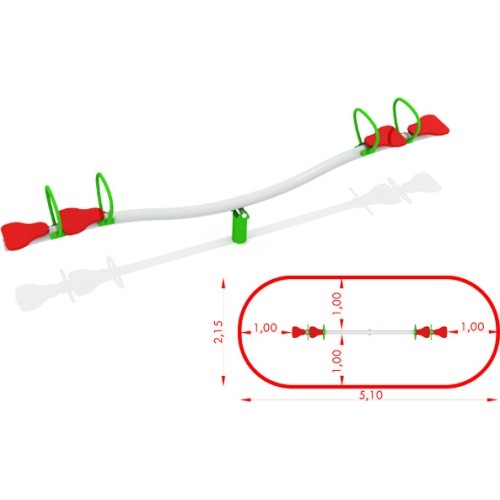 Metalowa huśtawka równoważnia dla dzieci na plac zabaw Quadruple Swing CM-1700 1 - 4-miejscowa