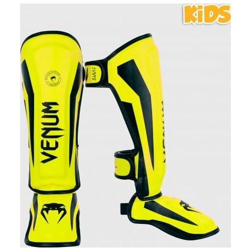 Ochraniacze goleni Venum Elite Kids - Exclusive - Neo Yellow