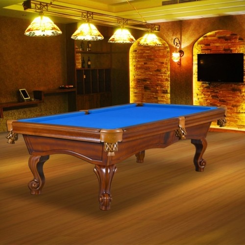 Bilard, stół bilardowy Dynamic Billard York 8 ft., antyczny brąz, obrus królewski niebieski
