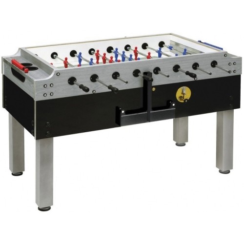 Soccer / Foosball Table, Garlando Olympic Silver, with Coin Slot, incl. glass cover, Sport Professional