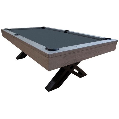 Billiard Table, Pool, X-con, 8 ft., Grey Oak, Club Cloth yellow green