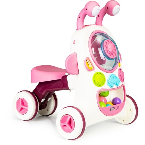 Interactive Baby Walker-Ride on With Sounds and LED Lights EcoToys - Pink