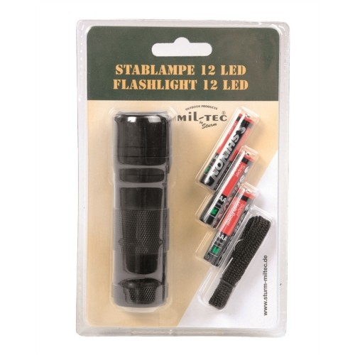 BLACK 12 LED (3AAA) FLASHLIGHT