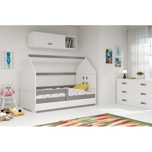 Bed for Children HOUSE 1 - White-Grey, Single, 160x80cm