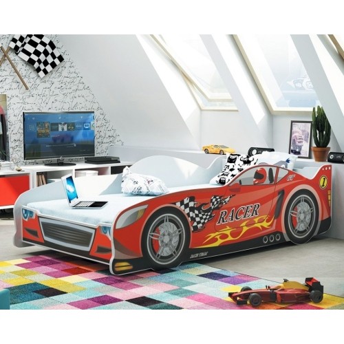 Bed for Children AUTOMOBILIS - Red, Single, 160x80cm