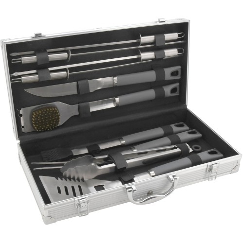 Barbecue Tools Set Cattara Gray Line - 11pcs, Aluminium Case