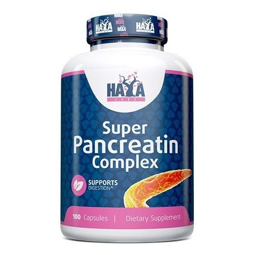 Haya Labs Super Pancreatin Enzymes (Pankreatino virškinimo fermentai) 100 kaps.