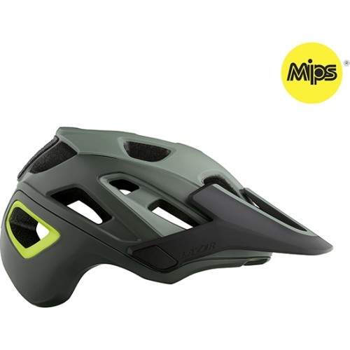 Kask rowerowy Lazer Jackal Mips, rozmiar M, ciemnozielony, żółty