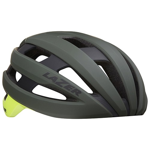 Kask rowerowy Lazer Sphere, rozmiar L, ciemnozielony/żółty