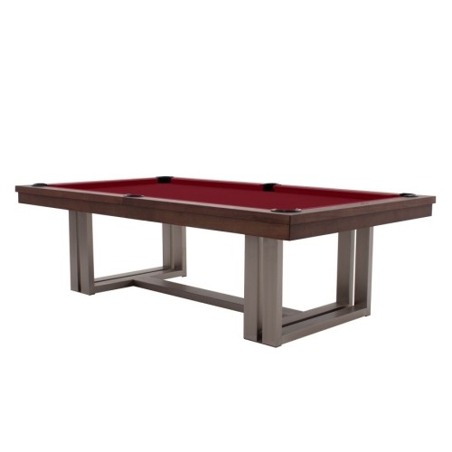 Pool Table / Dining Table, Rasson Trillium, 8 ft., Walnut, Standard Cloth yellow green