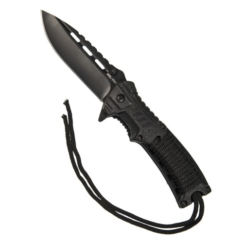 BLACK ONE-HAND KNIFE PARACORD W.FIRE STARTER