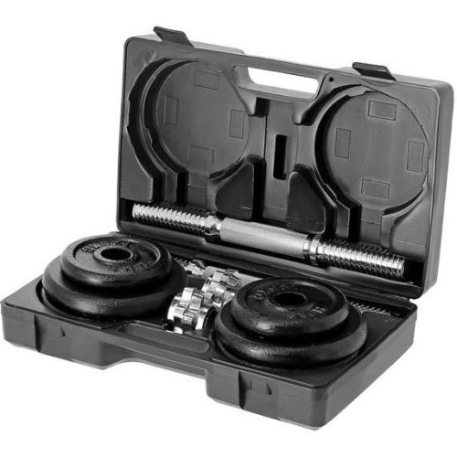 ST20 BLACK PLATES DUMBBELL SET IN SUITCASE 20KG HMS