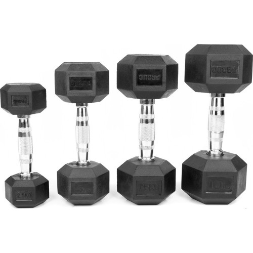 Hex Rubberized Dumbbells Proud