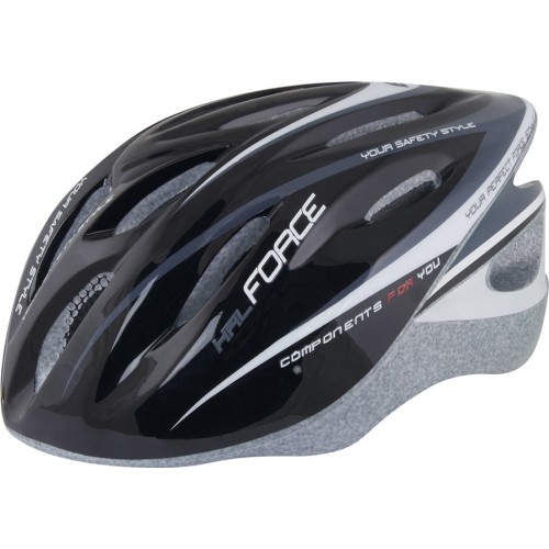 Kask rowerowy FORCE Hal, czarny/szary/biały, XS-S (48-54cm)