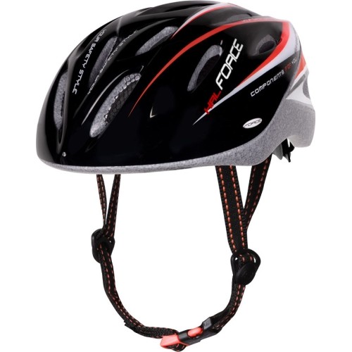 Kask rowerowy FORCE Hal, czarny/czerwony/biały, XS-S (48-54cm)