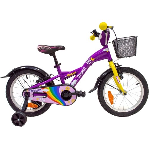 Rowerek 4KIDS Dream 16", rozmiar 9,5" (24 cm), fioletowy