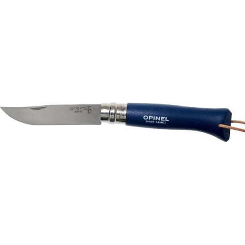 Opinel Colorama 08 Inox Nóż do chwytania z paskiem, granatowy, z okładziną