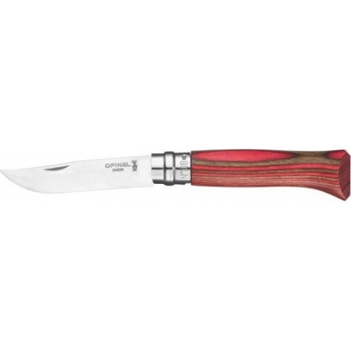 Knife Opinel Nr.8 Laminated Red, Stainless Steel Blade, Red Birch Handle