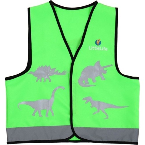 LittleLife Hi Vis Green Dinosaur Reflective Children's Vest