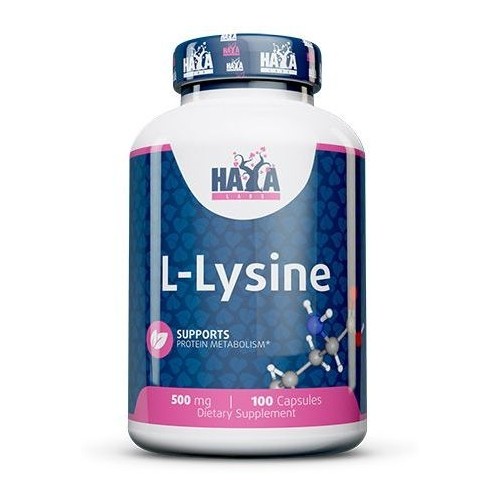 Haya Labs L-Lysine 500 mg (Lizinas), 100 kaps.