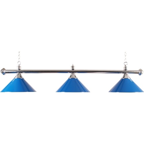 Chrome Billiard Lamp with 3 Shades Buffalo, Blue, 150 cm