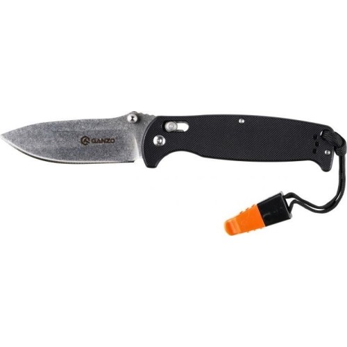 Folding Knife Ganzo G7412-BK-WS, With a Whistle