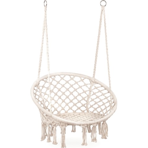 Boho garden swing hanging armchair stork's nest white