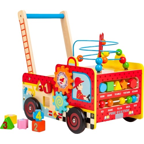 Wooden pusher educational fire brigade + Ecotoys blocks