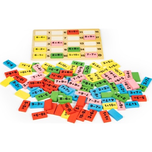 Mathematical blocks with an educational dominoes board