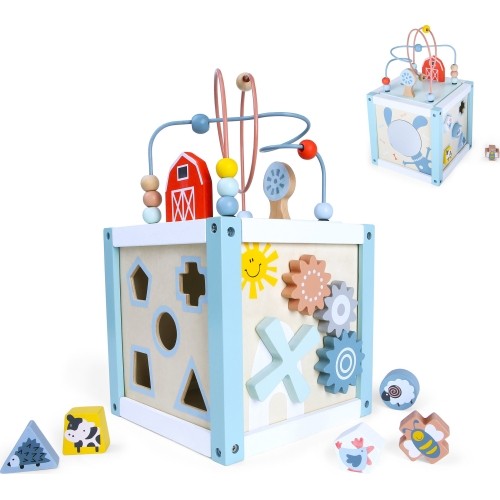 Drewniana kostka edukacyjna sorter +klocki Eco Toys