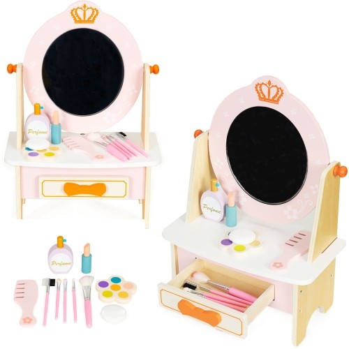 Wooden toilet with accessories for children pink