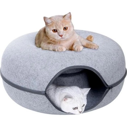 Cat bed donut tunnel bed 50cm - gray