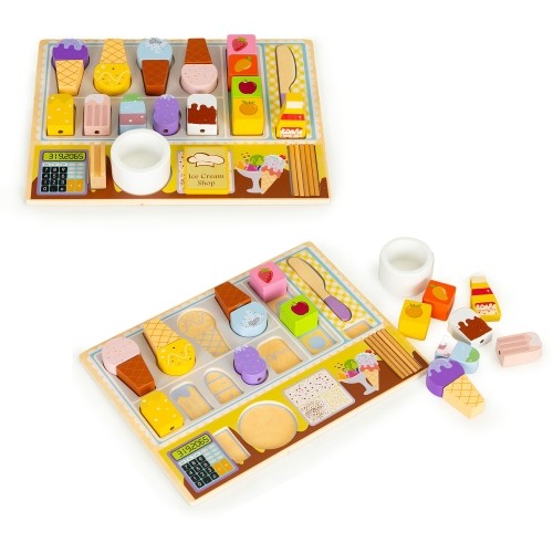 Wooden board ice cream maker set for kids