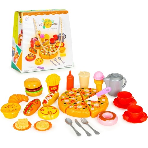 Fast food pizza fries hotdog toy set for kids on Velcro