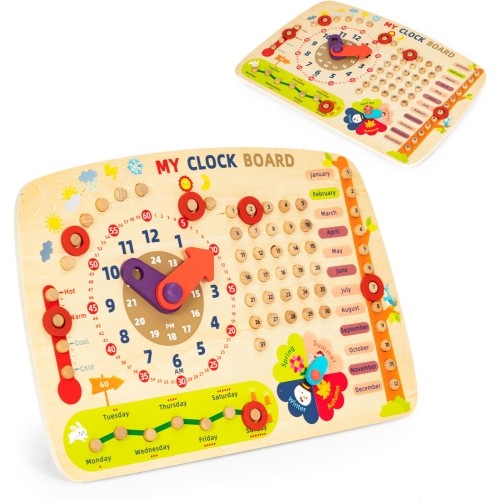 Wooden manipulative board for children calendar clock ECOTOYS