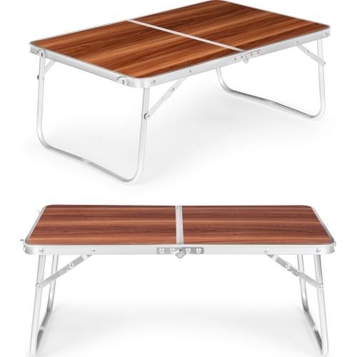 Travel table picnic table folding brown top 60x40 cm