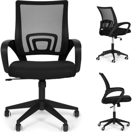 Swivel office chair contoured black ModernHome