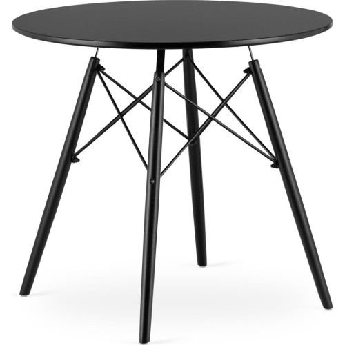 Round table 80cm wooden modern - black / black legs 80cm