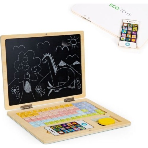 Magnetic Educational Blackboard-Laptop Eco Toys, With Letters and Numbers