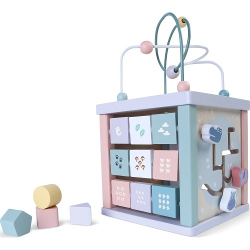 Drewniana kostka edukacyjna, sorter, mula, zegar  Eco Toys