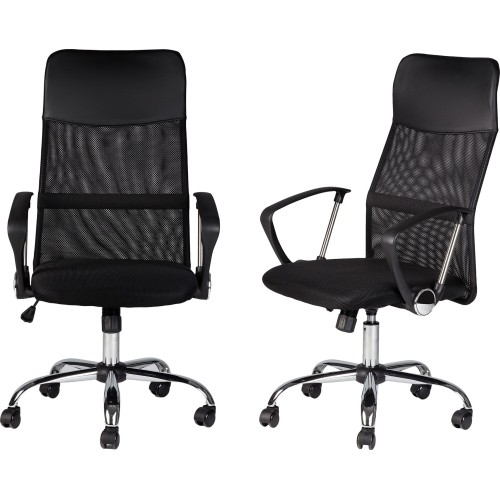 Office swivel chair chrome legs high backrest