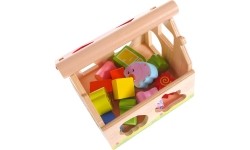 Drewniany domek, farma sorter z klockami Ecotoys