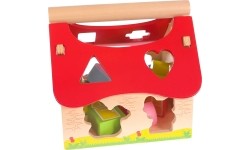 Drewniany domek, farma sorter z klockami Ecotoys