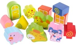 Drewniany domek, farma sorter z klockami Ecotoys