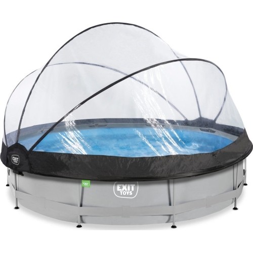 EXIT Soft Grey pool ø360x76cm with filter pump and dome - grey