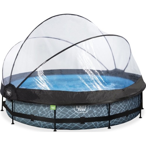 EXIT Stone pool ø360x76cm with dome and filter pump - grey